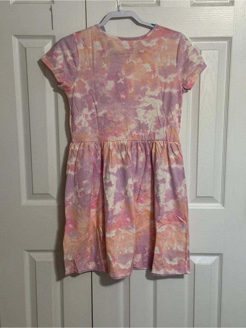 Cat & Jack Girls' Pink Peach Tie-Dye Short Sleeve Pocket Dress